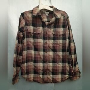Carhartt Women's Plaid Button Down Shirt - Brown and Black